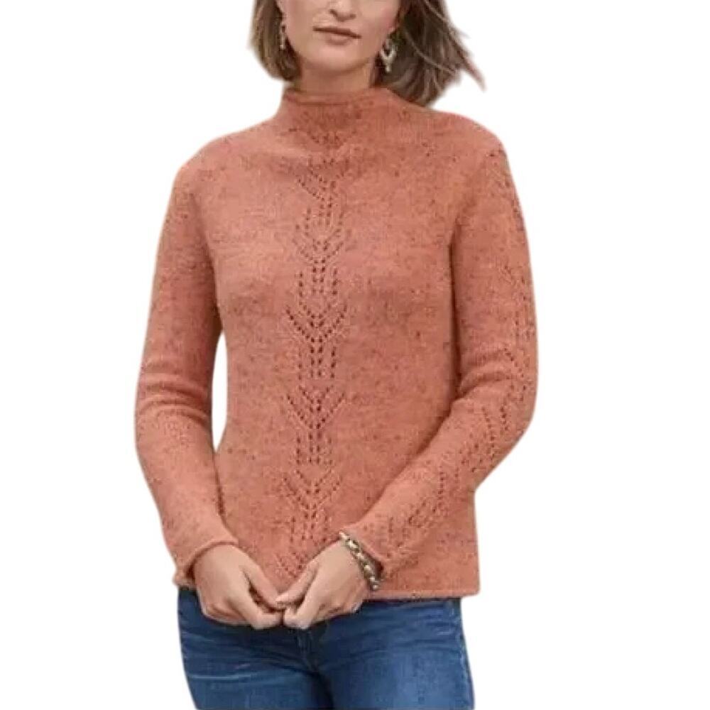 Sundance Wool Blend Rolled Neck Knit Sweater‎ in Peach Orange, Size XL